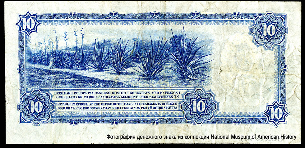  - Dansk-Vestindiske Nationalbank 10 francs 1905