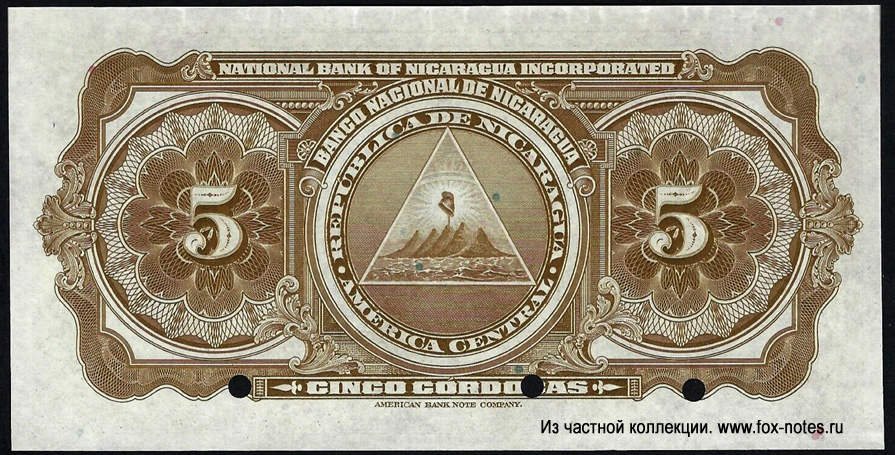 Banco National de Nicaragua 5 cordobas 1927