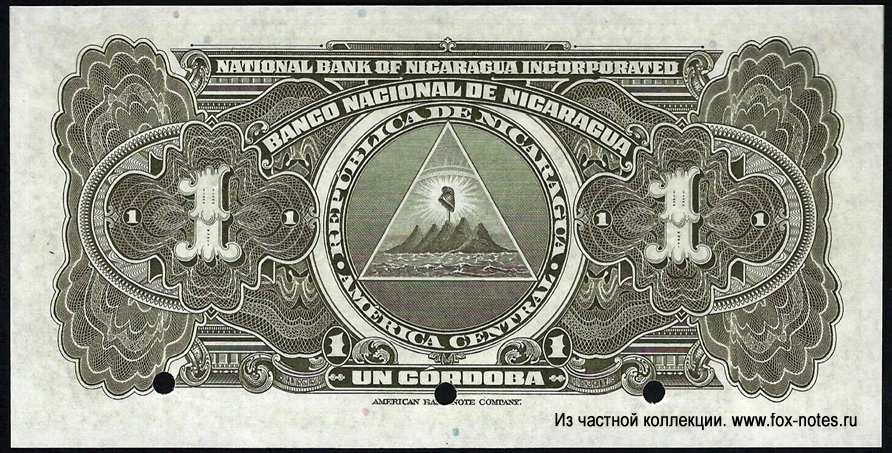 Banco National de Nicaragua 1 cordoba 1932