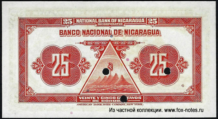 Banco National de Nicaragua 25 centavos de cordoba 1938