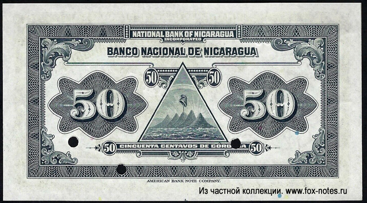 Banco National de Nicaragua 50 centavos de cordoba 1938