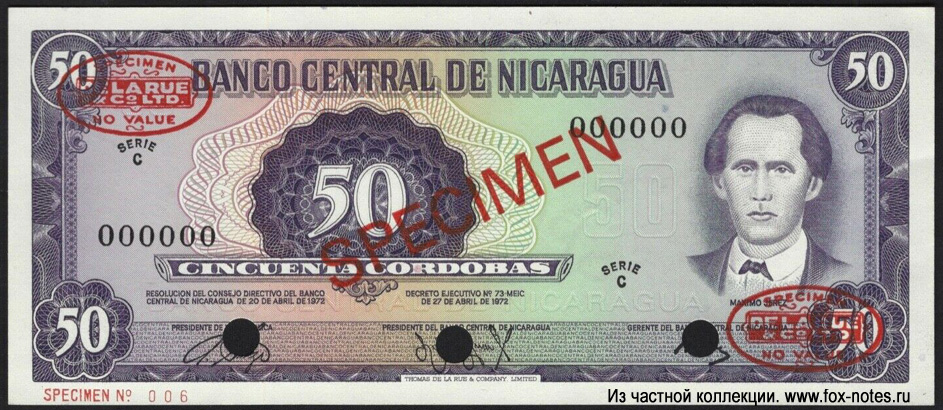 Banco central de Nicaragua 50 cordobas 1972 SPECIMEN