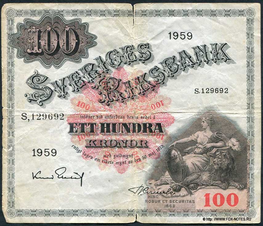  Sveriges Riksbank 100  1959
