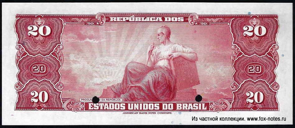 República dos Estados Unidos do Brazil (Tesouro Nacional) 10 Cruizeiros Valor recebido. SPECIMEN