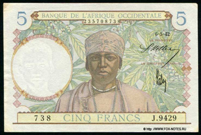 Французская Западная Африка  5 франков 1942