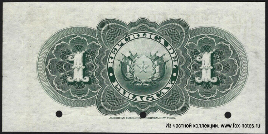 República del Paraguay. 1 Peso 1899.SPECIMEN