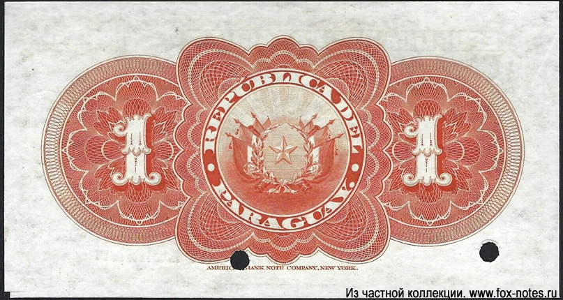 República del Paraguay. 1 Peso 1907.SPECIMEN