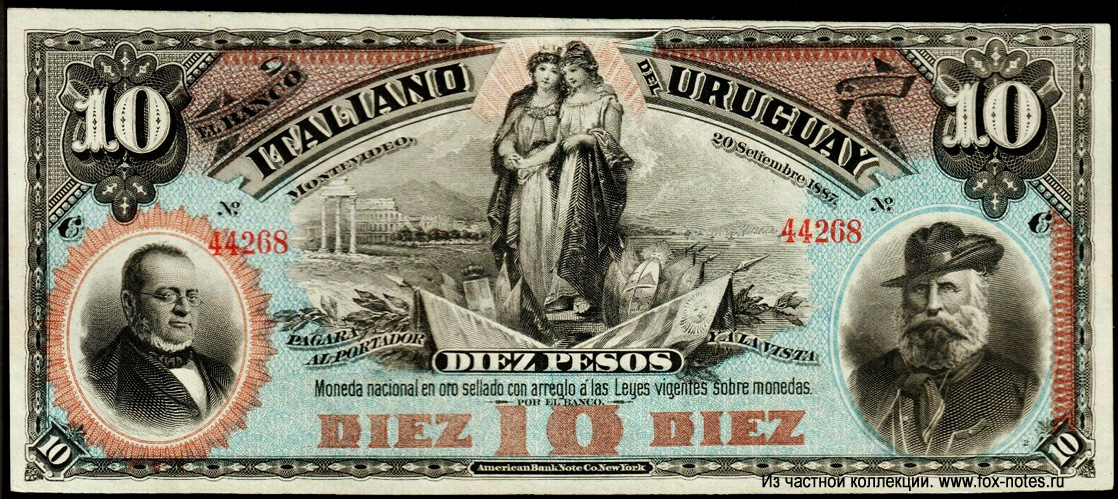  El Banco Italiano del Urugvay 10  1887