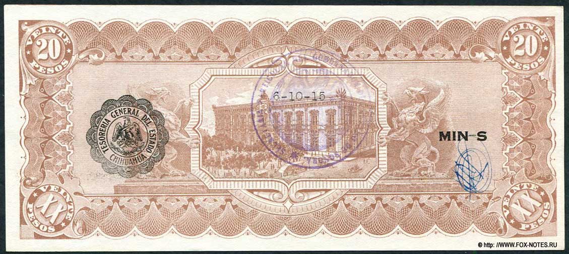 El Estado de Chihuahua (Chihuahua) 20 Peso 1915