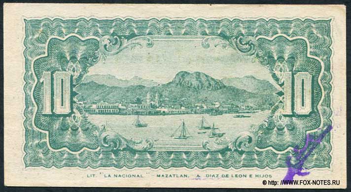 La Tesorería de la Federación, Guaymas (Sonora) 10 Centavos 1915