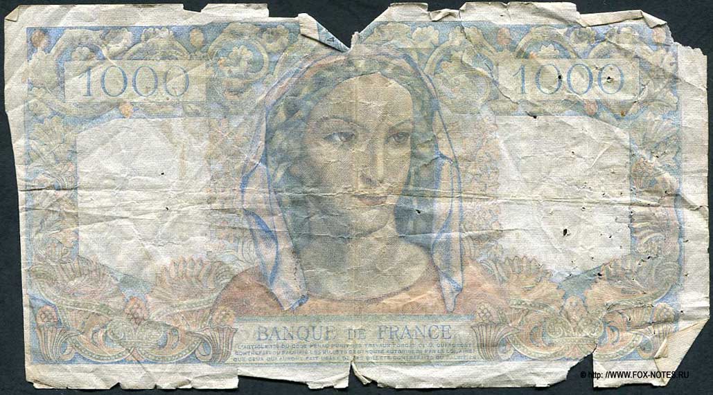  Banque de France 1000  1945 "Minerve et Hercule"