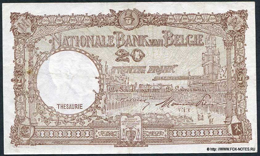 Billet Banque Nationale de Belgique 20 Francs. 1948