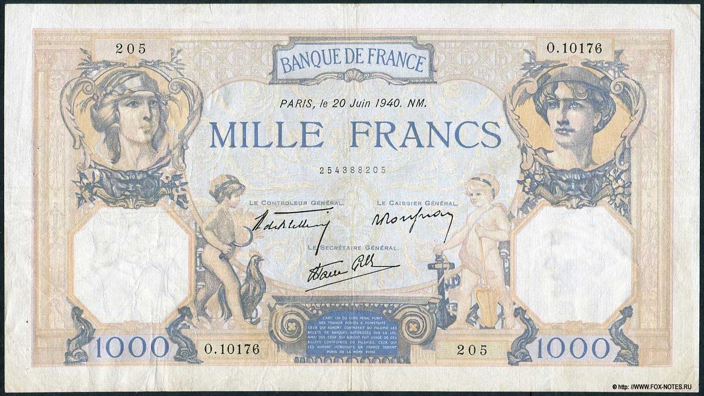  Banque de France 1000  1940 "Cérès et Mercure"