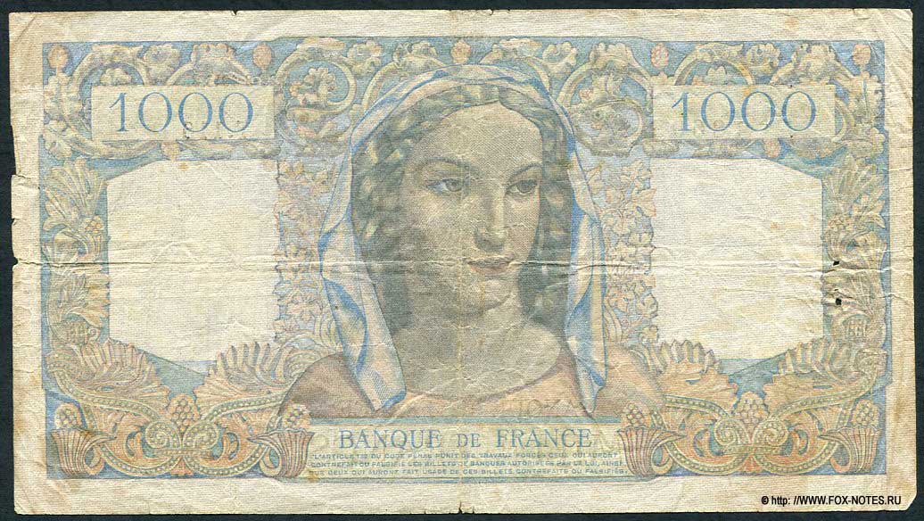  Banque de France 1000  1945 "Minerve et Hercule"