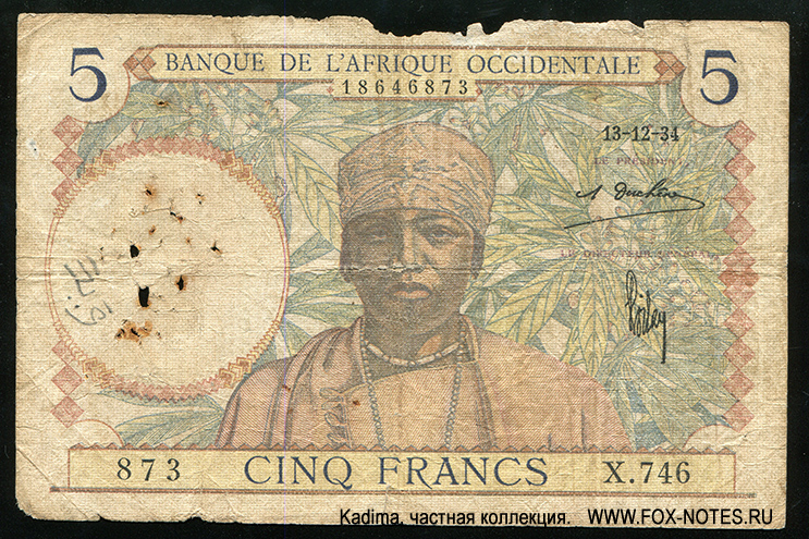 Banque de l'Afrique Occidentale.    5  1934.