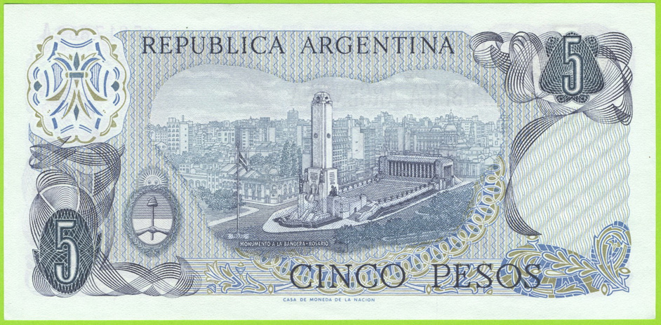 BANCO CENTRAL de la República Argentina 5 Pesos -LEY 18.188/69