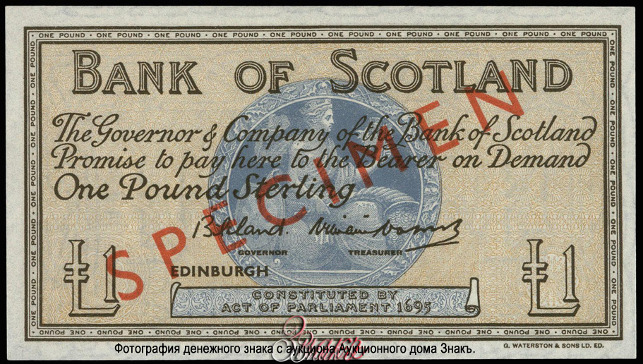Bank of Scotland 1 Pound SPECIMEN