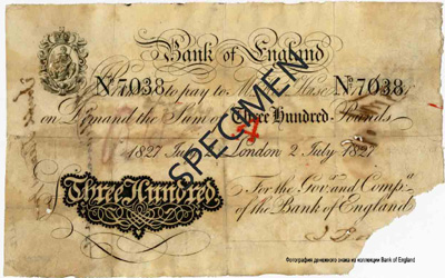 Банк Англии 300 фунтов 1827