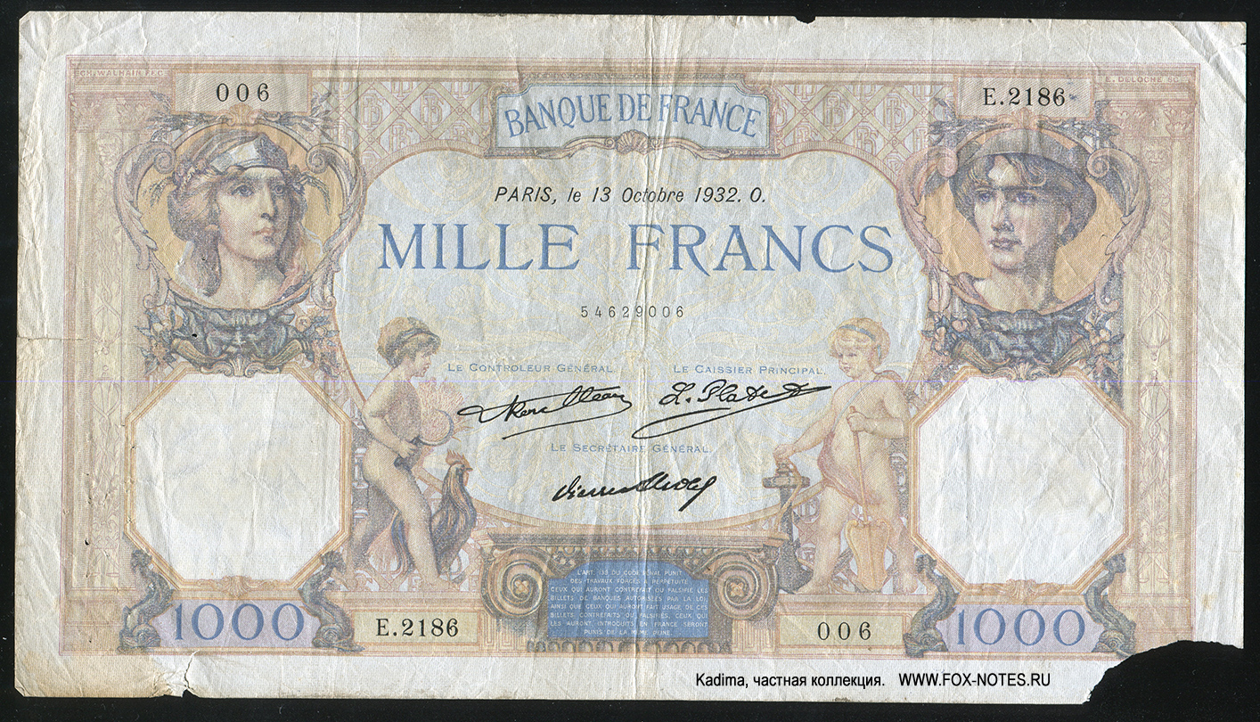   République française Banque de France 1000  1932 "Cérès et Mercure"