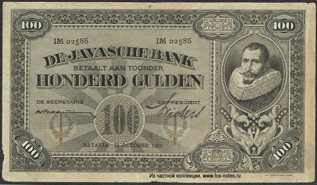 De Javasche Bank.  -. 100  1930