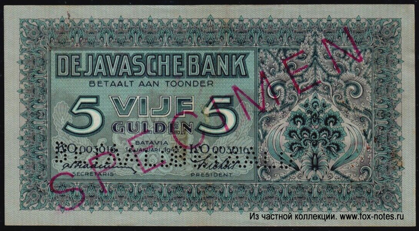 De Javasche Bank.  -. 5  1942.
