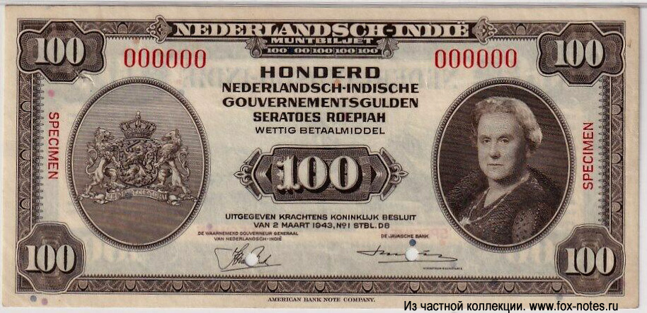  -. 100  Nederlands Oost-Indië Government 1943