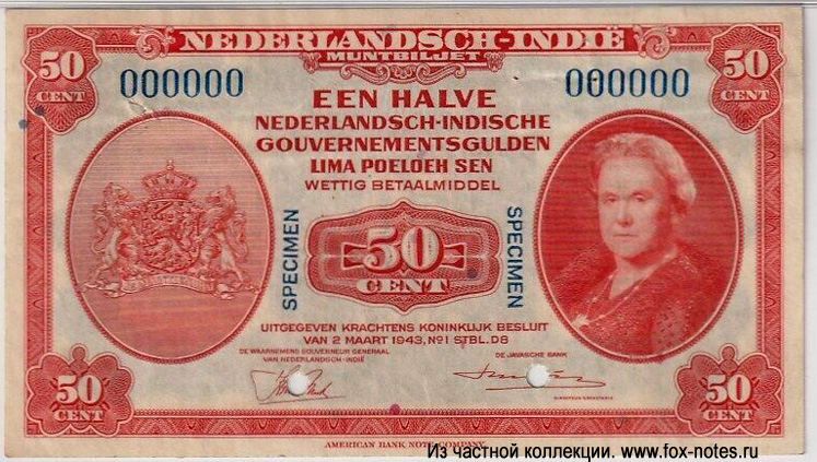  -. 50  Nederlands Oost-Indië Government 1943 