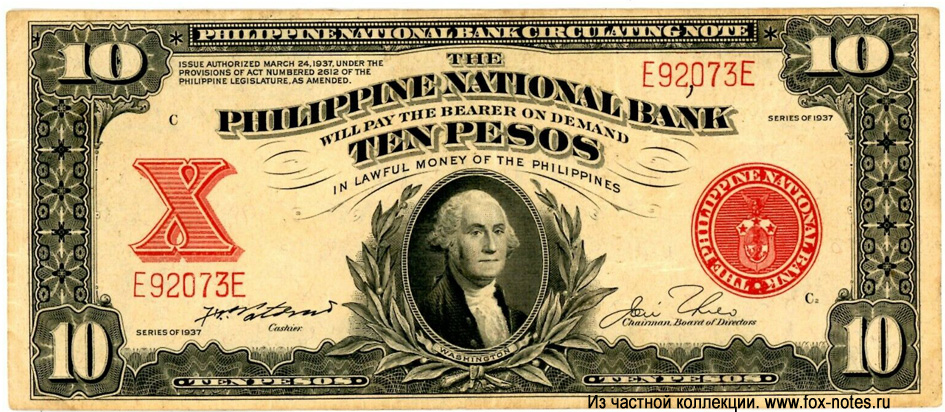Philippine National Bank.  . 10  1937.