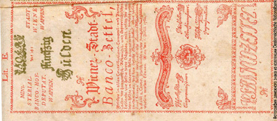 Wiener-Stadt-Banco-Zettel.  50 Gulden 1762.