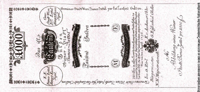 Wiener-Stadt-Banco-Zettel. 1000 Gulden 1796.