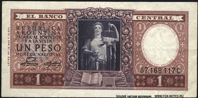 Banco Central de la República Argentina 1 Peso 1952