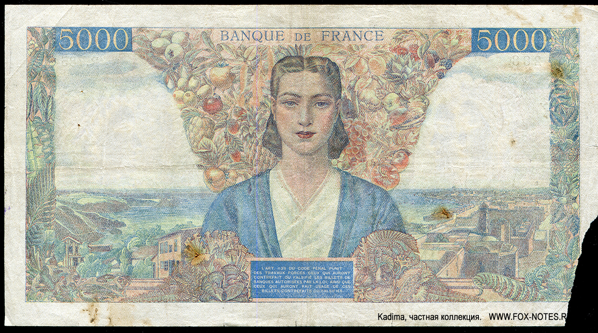  Banque de France 5000  1945. "Empire français"