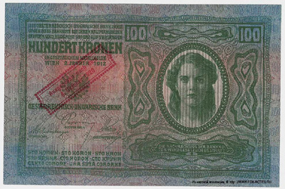 Oesterreichisch-ungarische Bank. Banknote. 100 Kronen. Ausgegeben nach dem 4. Oktober 1920