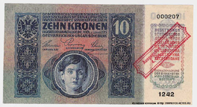 Oesterreichisch-ungarische Bank. Banknote. 10 Kronen. Ausgegeben nach dem 4. Oktober 1920