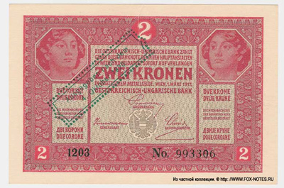 Oesterreichisch-ungarische Bank. Banknote. 2 Kronen. Ausgegeben nach dem 4. Oktober 1920