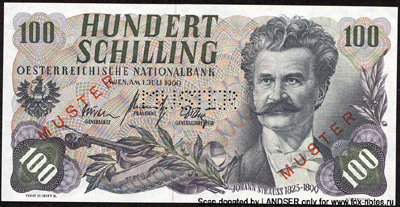Oesterreichische Nationalbank. Banknote. 100 Schilling 1960.