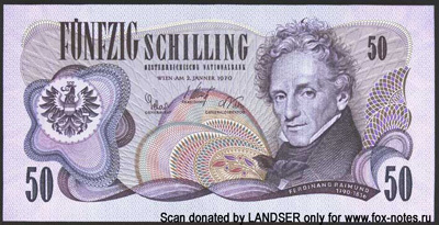 Oesterreichische Nationalbank. Banknote. 50 Schilling 1970.