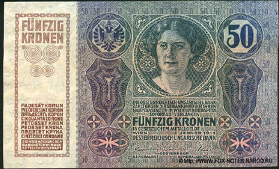 Oesterreichisch-ungarische Bank. Banknote. 50 Kronen 1914.