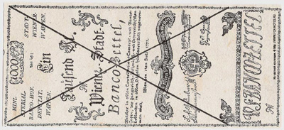 Wiener-Stadt-Banco-Zettel.  1000 Gulden 1771.