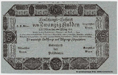 Privilegion Vereinigte Eilösungs und Tilgungs 20 Gulden 1811