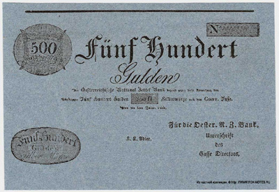 Oesterreichishe National Zettel Bank. Banknote. 500 Gulden 1816.