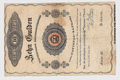 Privilegirte Österreichische National Bank. Banknote. 10 Gulden 1825.
