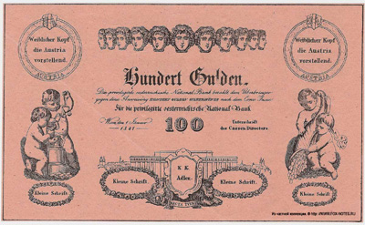 Privilegirte Österreichische National Bank. Banknote. 100 Gulden 1841.