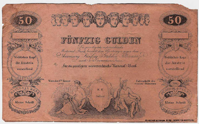 Privilegirte Österreichische National Bank. Banknote. 50 Gulden 1841.