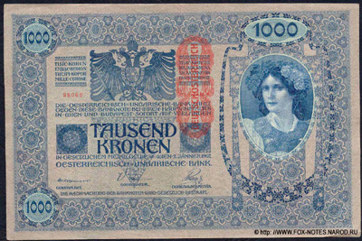 Oesterreichisch-ungarische Bank. Banknote. 1000 Kronen 1920.