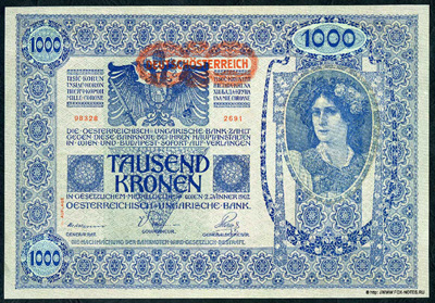 Австро-венгерский банк. Банкнота 1000 крон 1920.