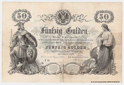 K. u K. Staats-Central-Cassa. Staatsnote. 50 Gulden 1866.