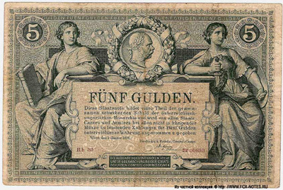 K. K. Reichs-Central-Cassa. Staatsnote. 5 Gulden 1881.