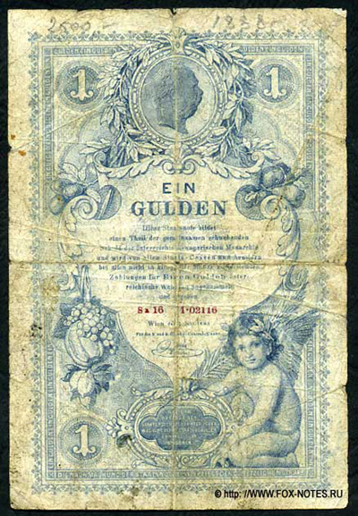 K. u. K. Reichs-Central-Cassa. Staatsnote. 1 Gulden 1888.