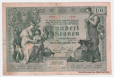 Oesterreichisch-ungarische Bank. Banknote. 100 Kronen 1902.